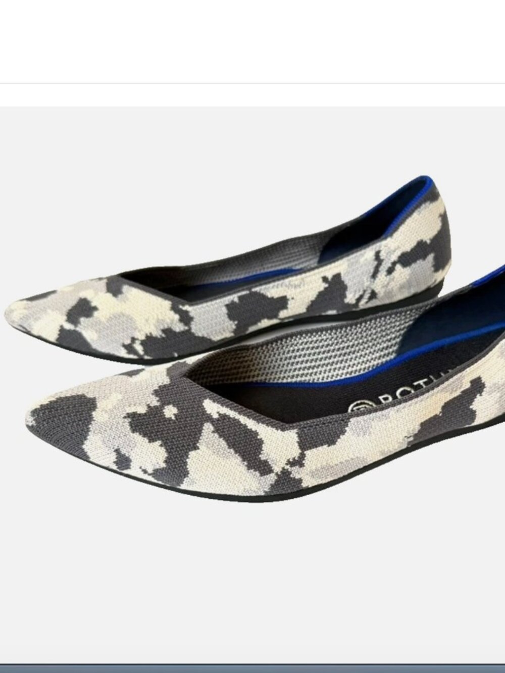 Rothys Womens 11 The Point Camo Gray Slip On Shoes Ash Grey Camouflage Flats